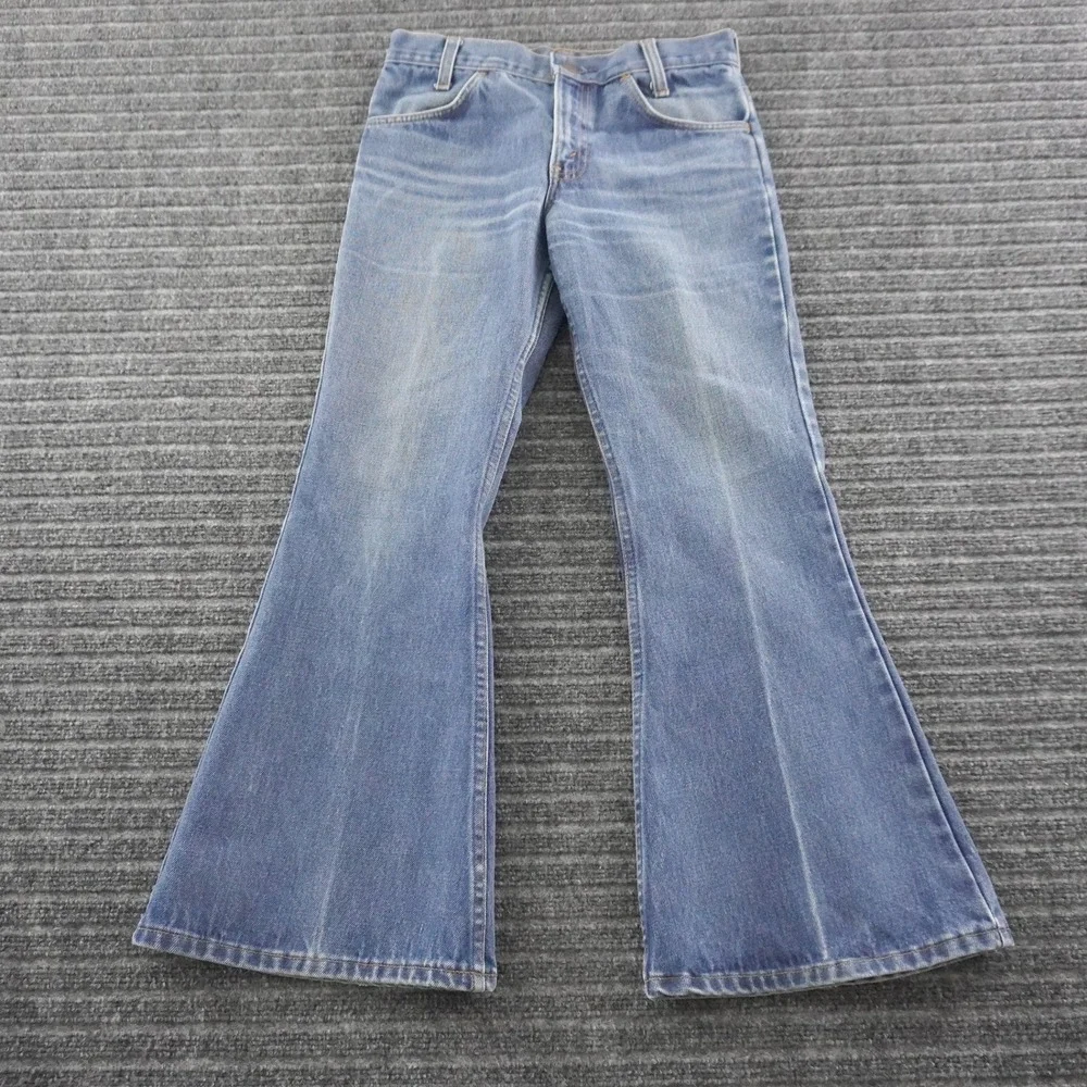 Vintage 70s Levis Orange Tab Bell Bottom Jeans 28x27 Blue Flare Talon 42 Zip
